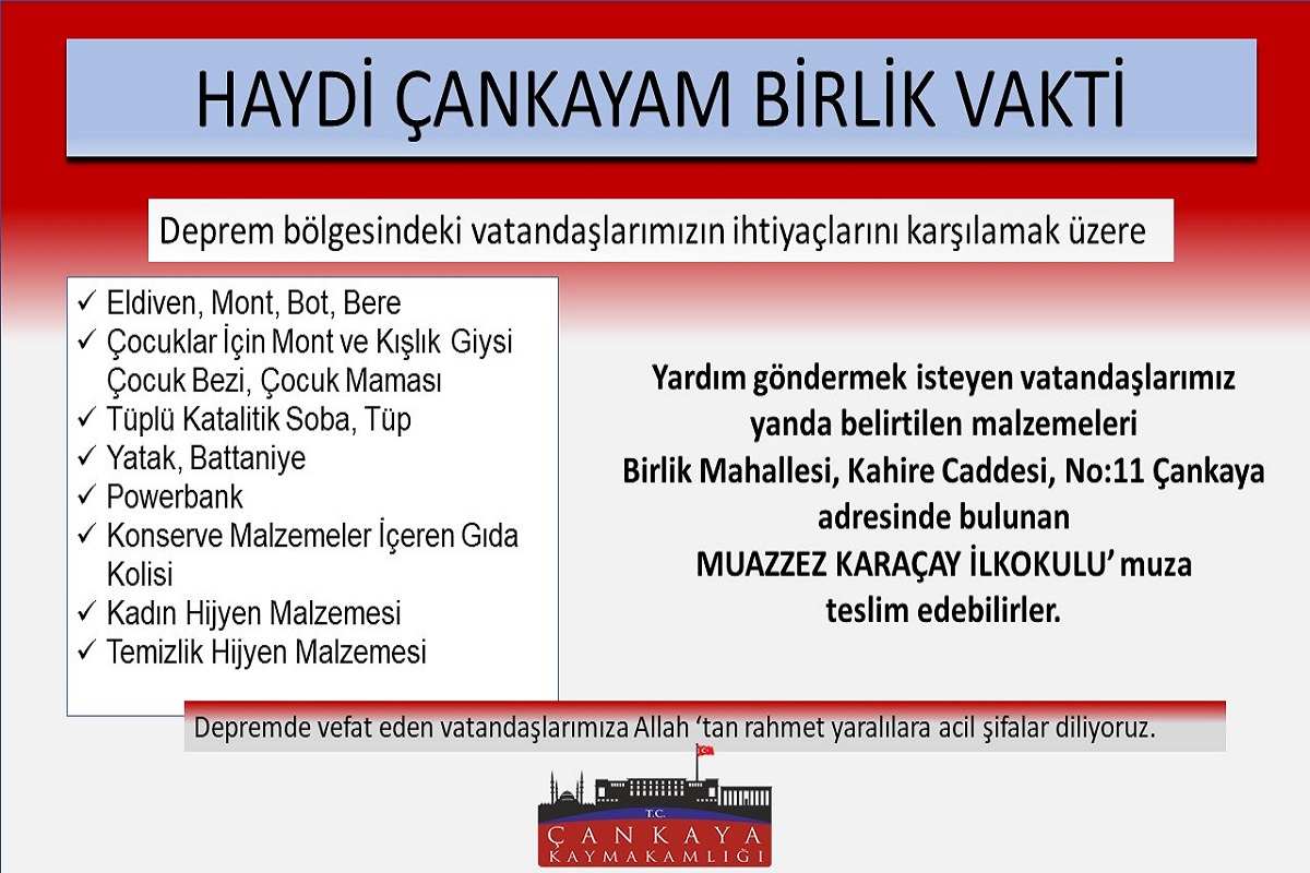 Deprem Bölgesine Ayni Yardım 